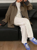 New Patchwork Trench Coat Regular Jacket - Khaki