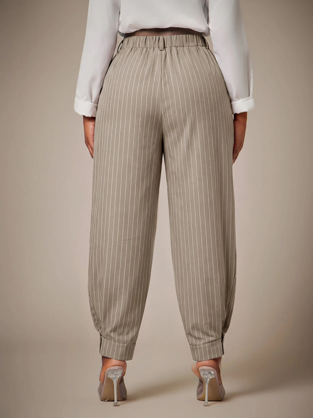 Curve Plus Size Casual Elegant Pleated Pants