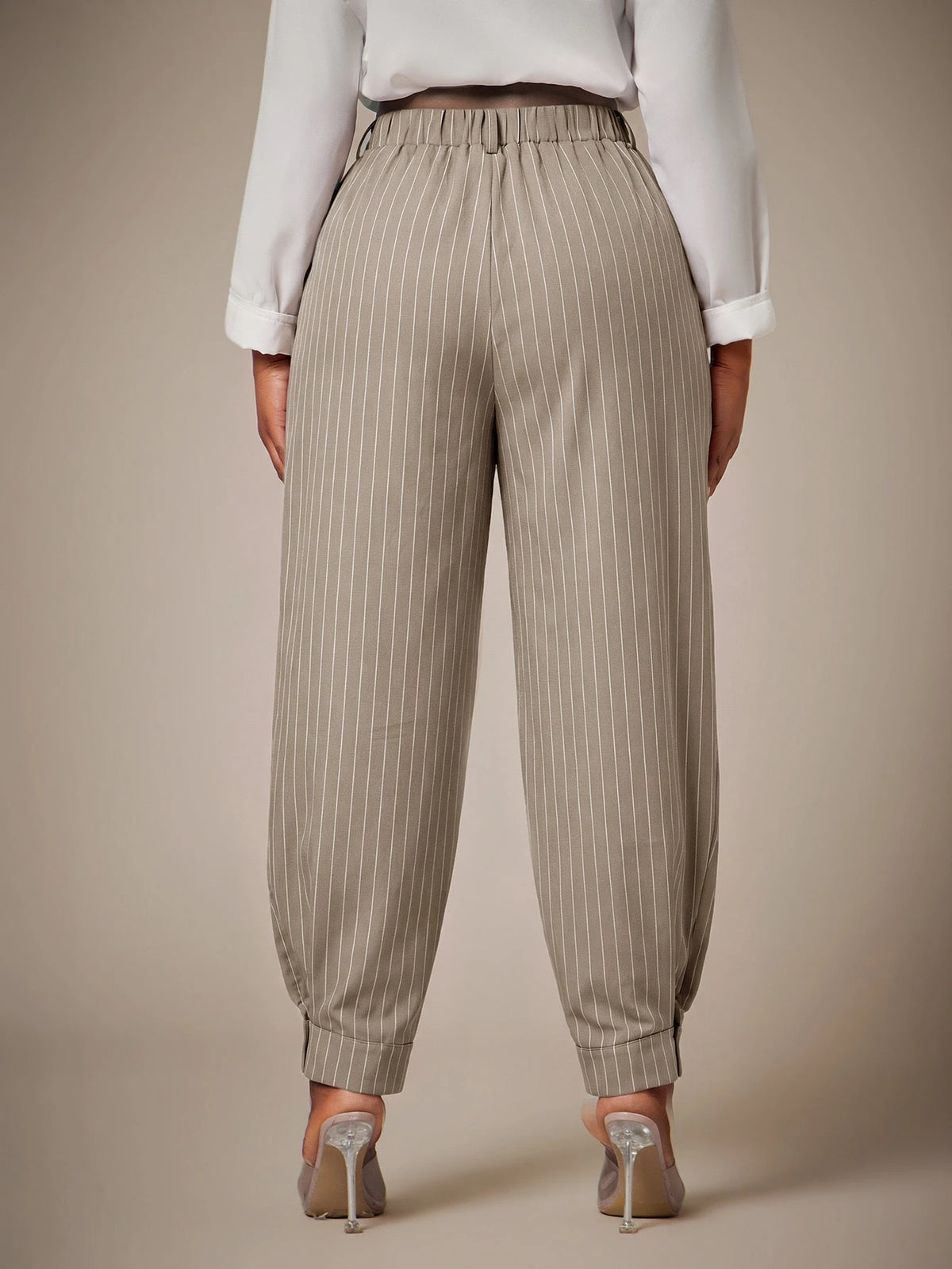 Curve Plus Size Casual Elegant Pleated Pants