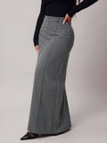 Plus Size Women's Vintage Elegant Straight Pencil Skirt - Grey