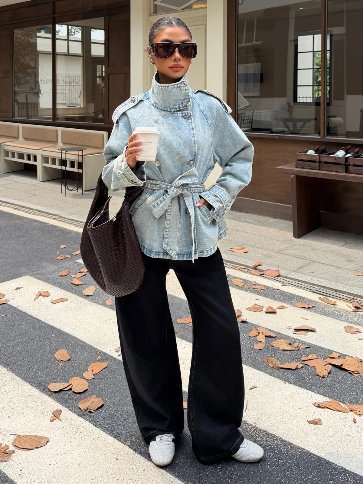 Women's Vintage Washed Light Blue Denim Jacket