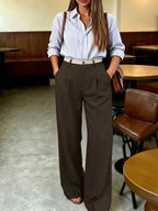 Plus Size Women's Pocket Button Casual Elegant Wide Leg Pants