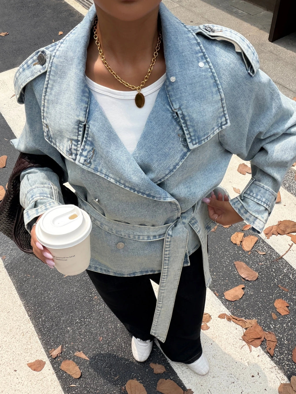 Women's Vintage Washed Light Blue Denim Jacket