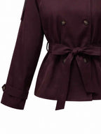 Women's Elegant Burgundy Windbreaker Trench Coat