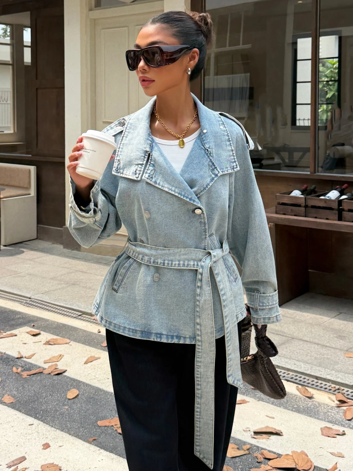 Women's Vintage Washed Light Blue Denim Jacket