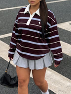 Plus Size Casual Striped Long Sleeve T-Shirt