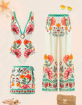 Swim 3Pcs/Set Women One-Piece Swimsuit With Skirt & Mesh Pants