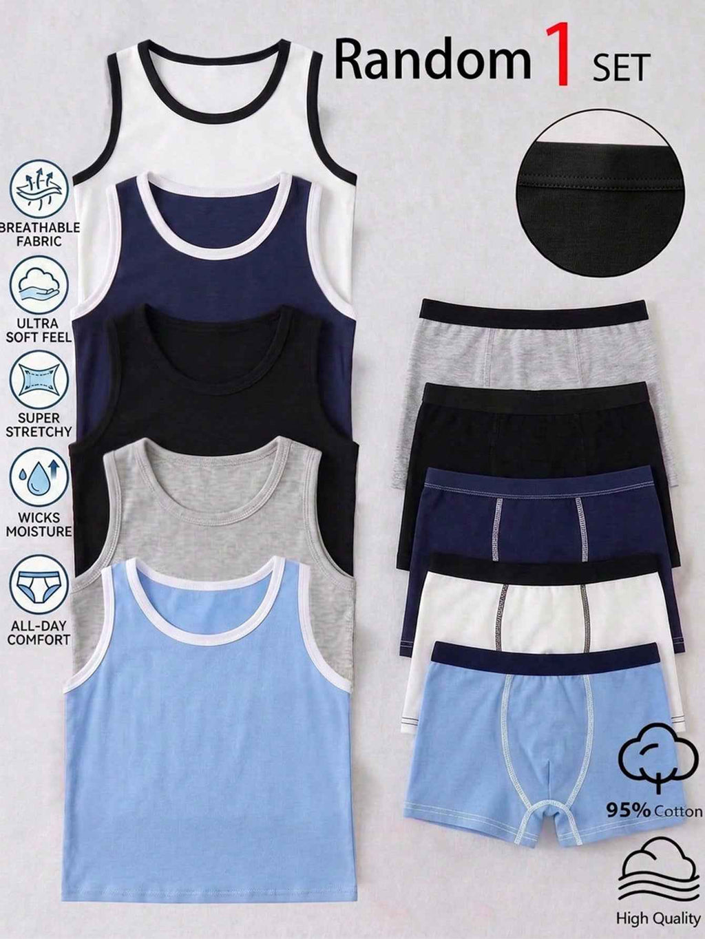 1 Set Tween Boys Top & Boxer Briefs Set