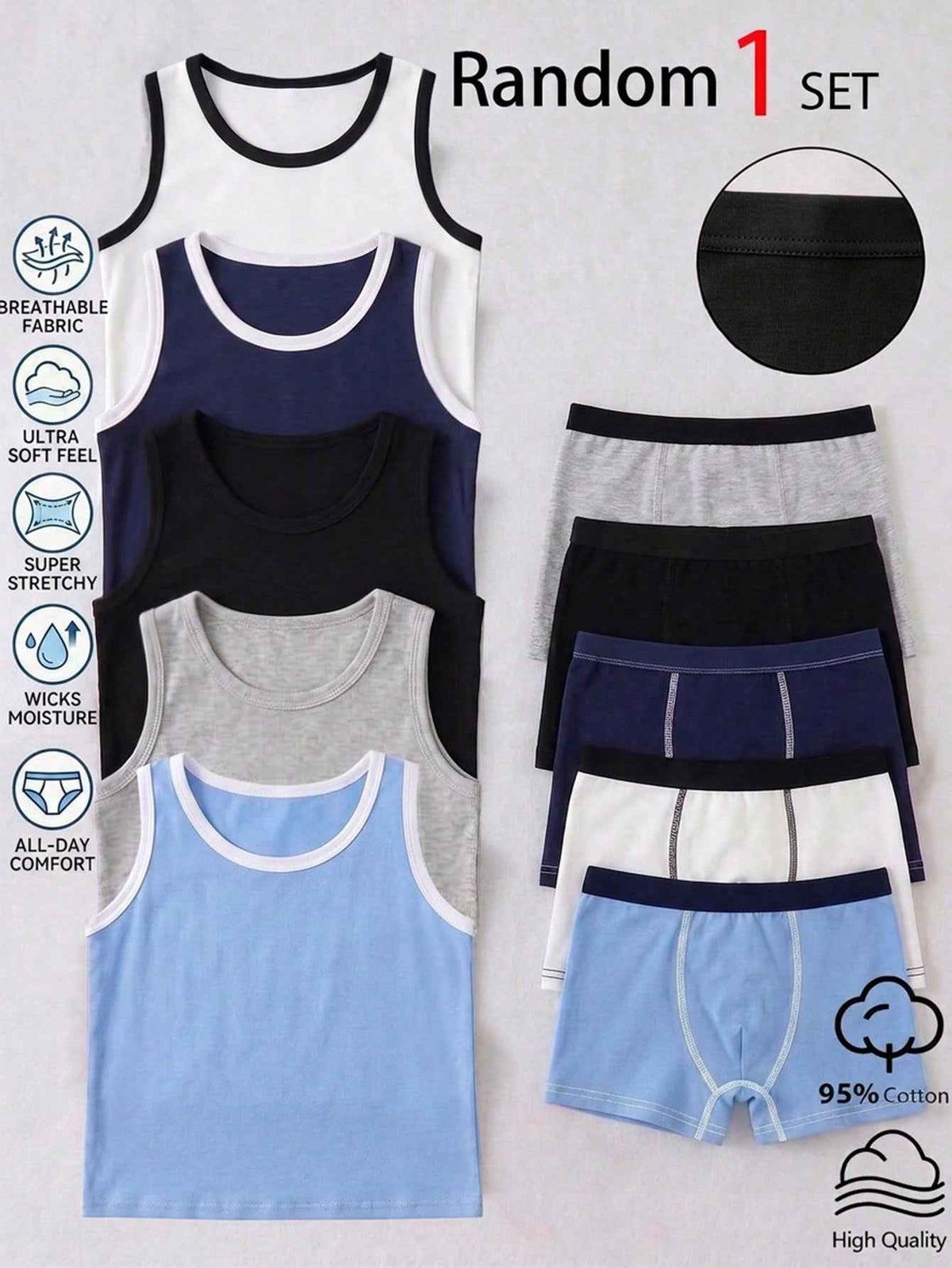 1 Set Tween Boys Top & Boxer Briefs Set