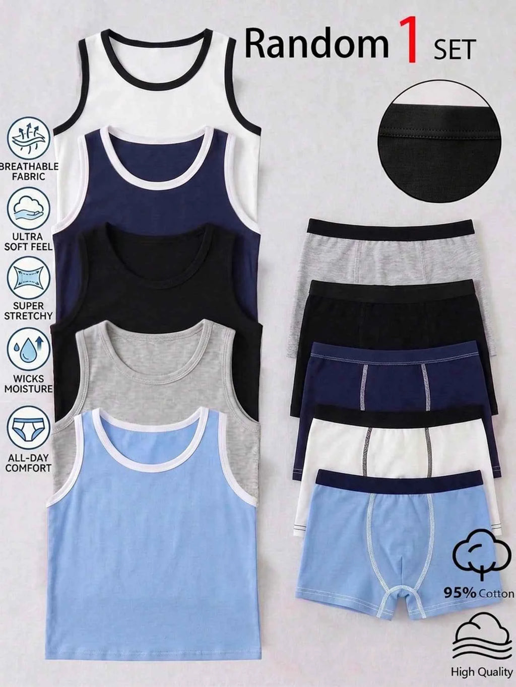 1 Set Tween Boys Top & Boxer Briefs Set