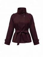 Women's Elegant Burgundy Windbreaker Trench Coat