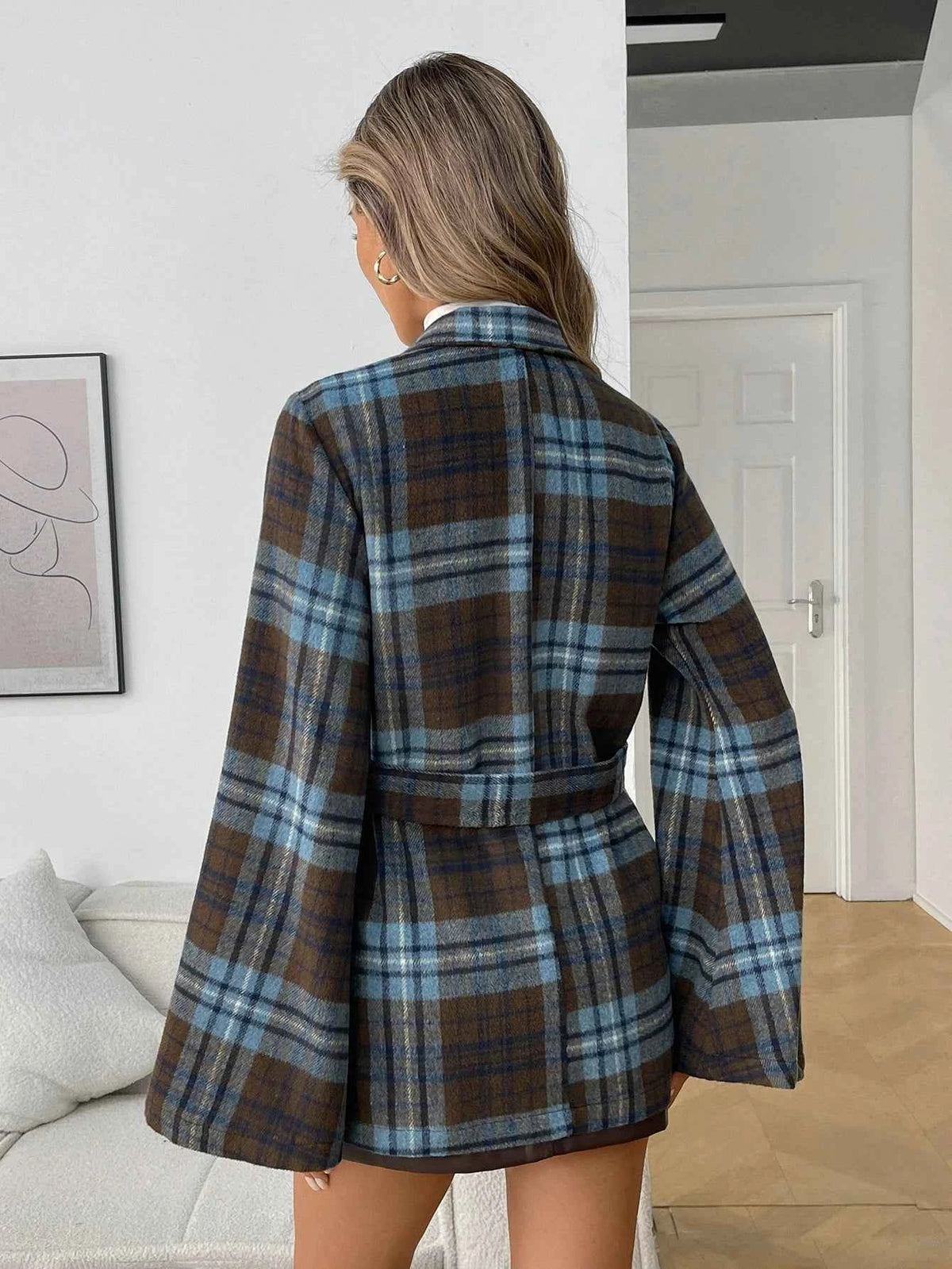 Ladies' Woven Check Pattern Elegant Winter Tweed