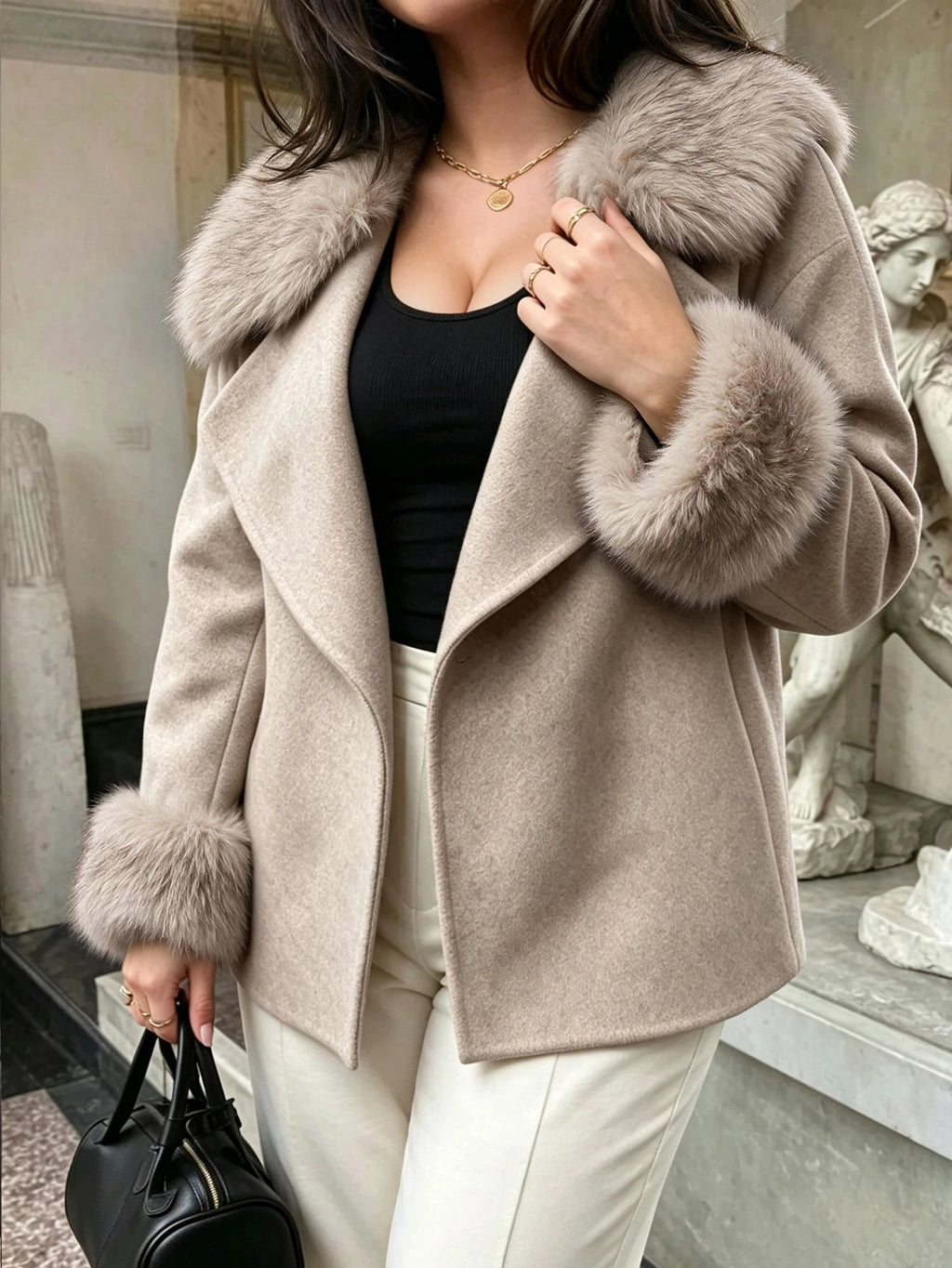 Women's Oatmeal Brown Overcoat